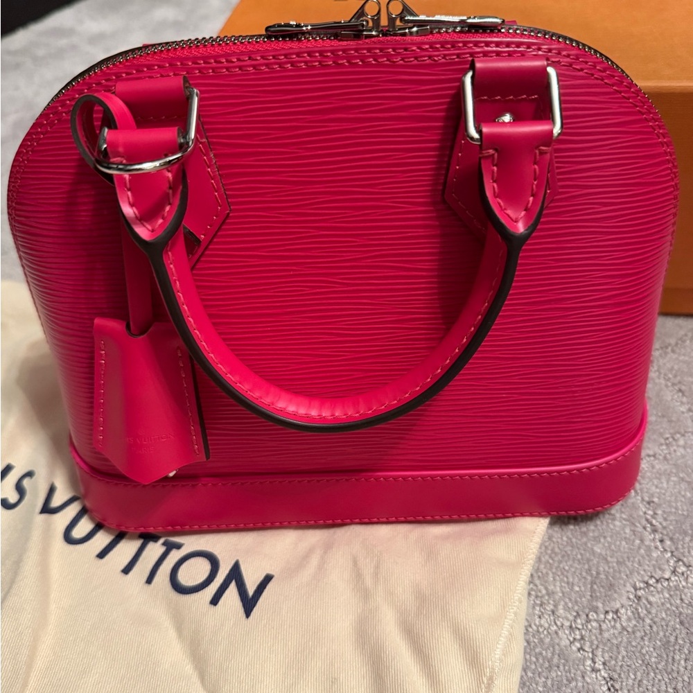 New Louis Vuitton Pink Alma BB with Epi Leather and Silver Hardware